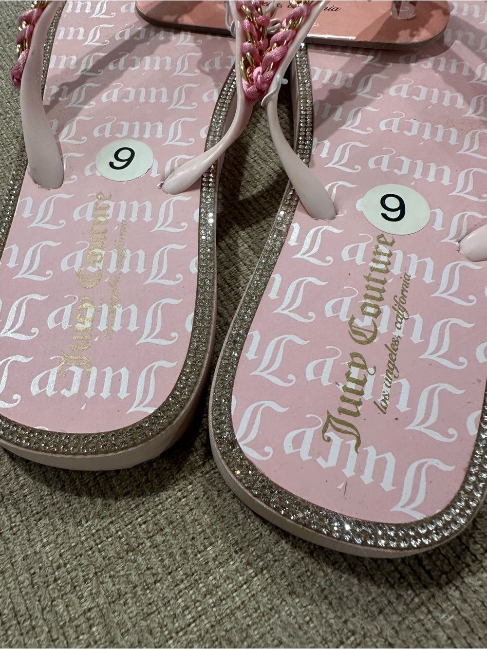 Juicy Couture Pink Rhinestone Sandals Womens Size 9 New - Picture 4 of 7